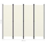 vidaXL 4-panelový paraván biely 200x180 cm – Obrázok 6