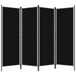 vidaXL 4-panelový paraván čierny 200x180 cm – Obrázok 2