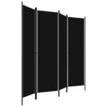 vidaXL 4-panelový paraván čierny 200x180 cm – Obrázok 3