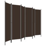vidaXL 6-panelový paraván hnedý 300x180 cm – Obrázok 3