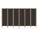 vidaXL 6-panelový paraván hnedý 300x180 cm – Obrázok 6