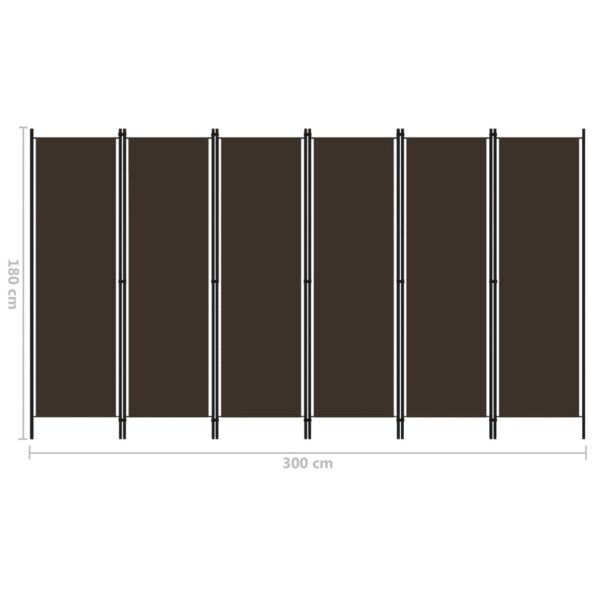 vidaXL 6-panelový paraván hnedý 300x180 cm – Obrázok 6