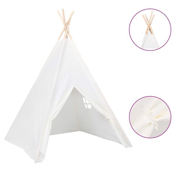 vidaXL Detský stan típí s taškou biely 120x120x150 cm polyesterový – Obrázok 2