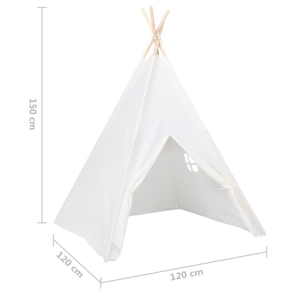 vidaXL Detský stan típí s taškou biely 120x120x150 cm polyesterový – Obrázok 8