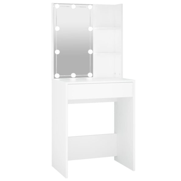 vidaXL Toaletný stolík s LED biely 60x40x140 cm – Obrázok 2