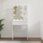vidaXL Toaletný stolík s LED biely 60x40x140 cm – Obrázok 12