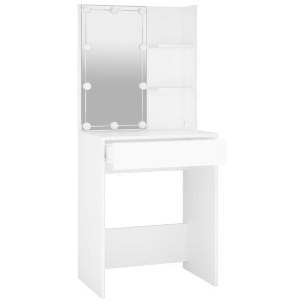 vidaXL Toaletný stolík s LED biely 60x40x140 cm – Obrázok 4