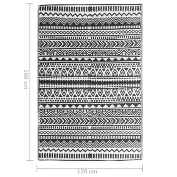 vidaXL Vonkajší koberec ARAKIL čierny 120x180 cm PP – Obrázok 7