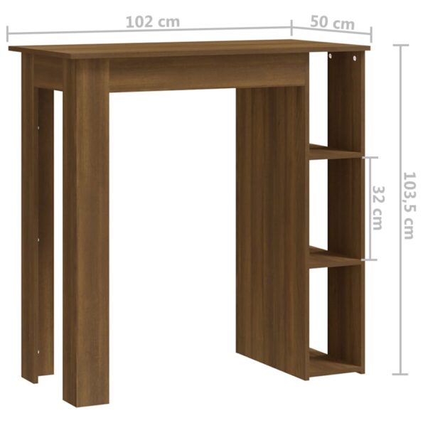 vidaXL Barový stôl+polica, hnedý dub 102x50x103,5 cm, kompozitné drevo – Obrázok 7