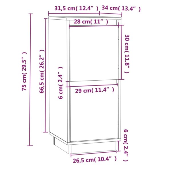 vidaXL Komody 2 ks 31,5x34x75 cm, borovicový masív – Obrázok 8
