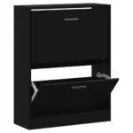 vidaXL Botník čierny 63x24x81 cm spracované drevo – Obrázok 2
