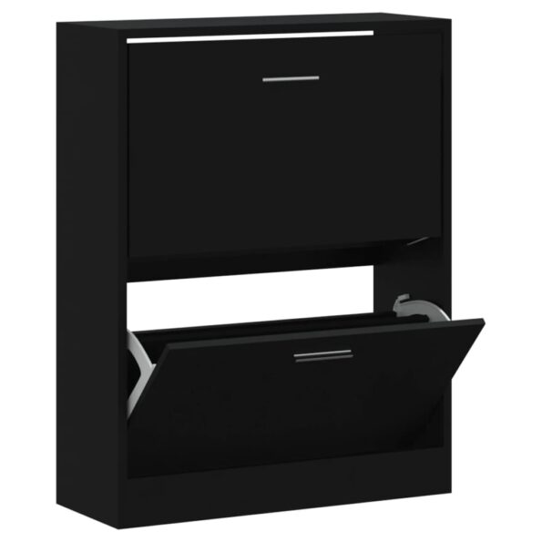 vidaXL Botník čierny 63x24x81 cm spracované drevo – Obrázok 2