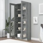 vidaXL Vitrína sivý dub sonoma 82,5x30,5x185 cm spracované drevo – Obrázok 6