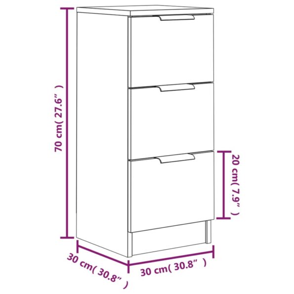vidaXL Komody 2 ks dymový dub 30x30x70 cm spracované drevo – Obrázok 9