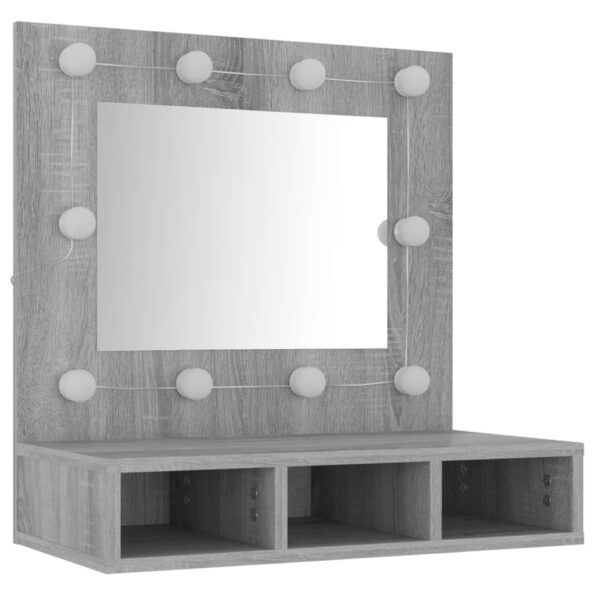 vidaXL Zrkadlová skrinka s LED sivá sonoma 60x31,5x62 cm – Obrázok 4