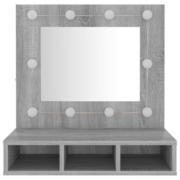 vidaXL Zrkadlová skrinka s LED sivá sonoma 60x31,5x62 cm – Obrázok 5