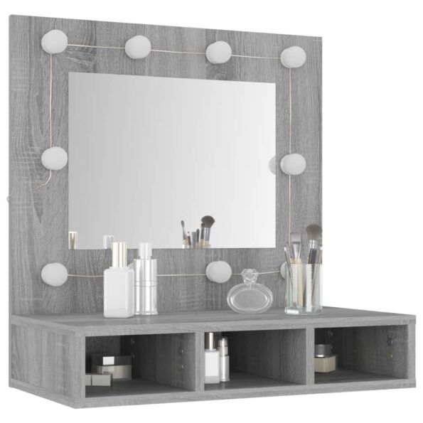 vidaXL Zrkadlová skrinka s LED sivá sonoma 60x31,5x62 cm – Obrázok 11
