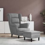 vidaXL Kreslo wingback s podnožkou bledosivé zamatové