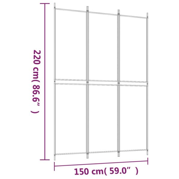 vidaXL 3-panelový paraván biely 150x220 cm látkový – Obrázok 8