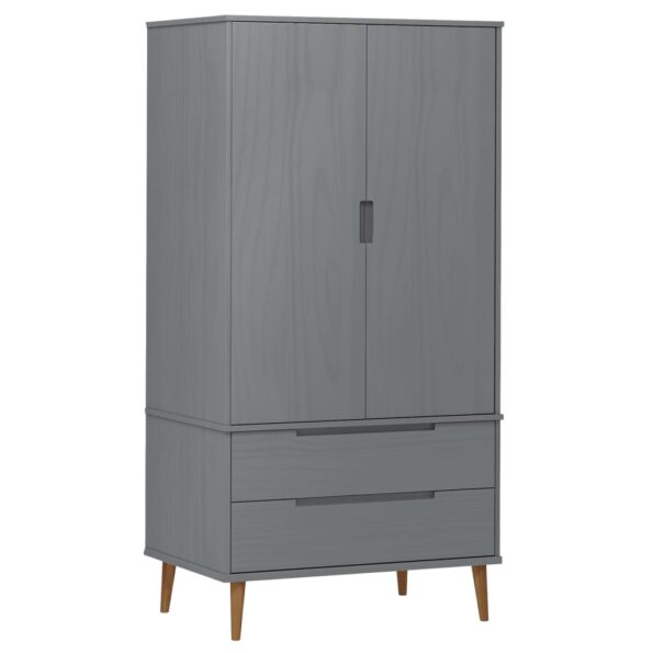 vidaXL Šatník MOLDE, sivý 90x55x175 cm, borovicový masív – Obrázok 2