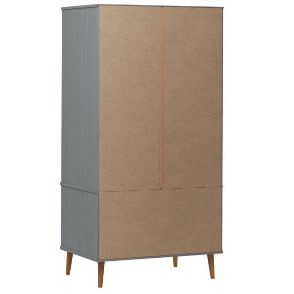 vidaXL Šatník MOLDE, sivý 90x55x175 cm, borovicový masív – Obrázok 7