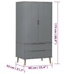 vidaXL Šatník MOLDE, sivý 90x55x175 cm, borovicový masív – Obrázok 8