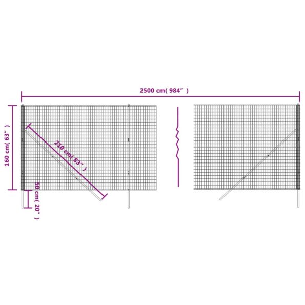 vidaXL Drôtený plot zelený 1,6x25 m pozinkovaná oceľ – Obrázok 5