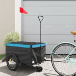 vidaXL Vozík za bicykel, čierno modrý 30 kg, železo