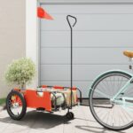 vidaXL Príves na bicykel, oranžový, oxfordská látka, železo