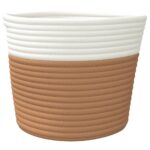 vidaXL Úložné koše 2 ks hnedé a biele Ø24x18 cm bavlna – Obrázok 5