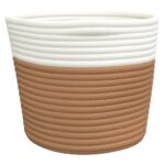 vidaXL Úložné koše 2 ks hnedé a biele Ø24x18 cm bavlna – Obrázok 6