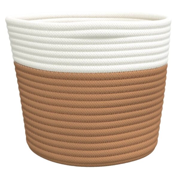 vidaXL Úložné koše 2 ks hnedé a biele Ø24x18 cm bavlna – Obrázok 6