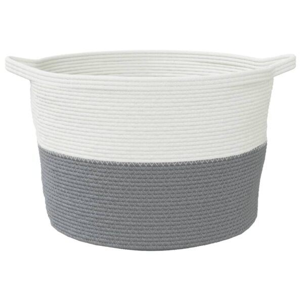 vidaXL Kôš na bielizeň sivý a biely Ø60x36 cm bavlna – Obrázok 4