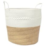 vidaXL Úložný kôš hnedo-biely Ø43x38 cm bavlna – Obrázok 2