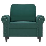 vidaXL Kreslo zelené 60 cm zamat – Obrázok 3
