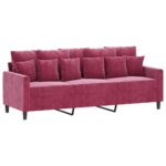 vidaXL 3-miestna pohovka vínovo-červená 180 cm zamat – Obrázok 2