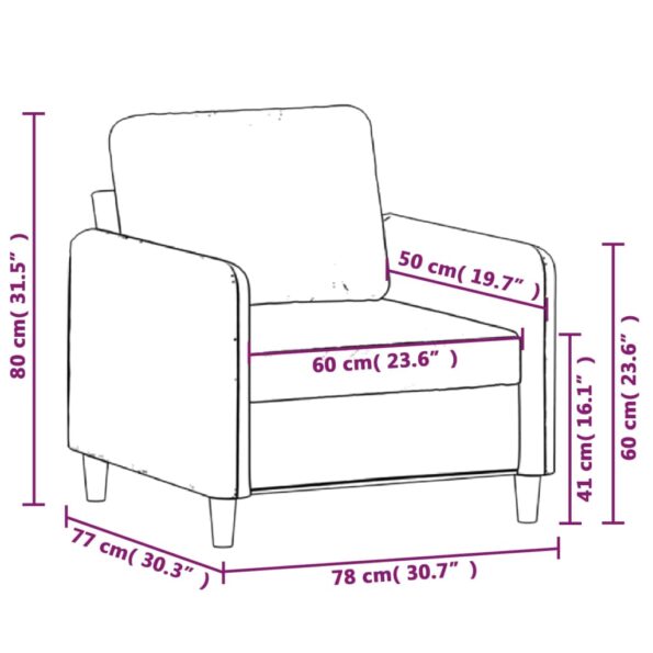 vidaXL Kreslo krémové 60 cm zamat – Obrázok 8