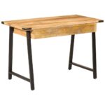 vidaXL Stolík so zásuvkami 105x55x70 cm mangovníkový masív a železo – Obrázok 4