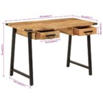 vidaXL Stolík so zásuvkami 105x55x70 cm mangovníkový masív a železo – Obrázok 9