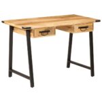 vidaXL Stolík so zásuvkami 105x55x70 cm mangovníkový masív a železo – Obrázok 10