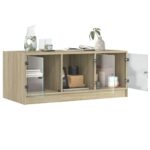 vidaXL Konferenčný stolík sklenené dvierka dub sonoma 102x50x42cm – Obrázok 5