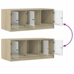 vidaXL Konferenčný stolík sklenené dvierka dub sonoma 102x50x42cm – Obrázok 9