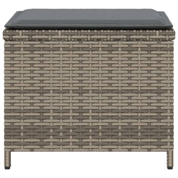 vidaXL Záhradné taburetky s vankúšmi 4 ks sivé 41x41x36 cm polyratan – Obrázok 6