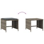 vidaXL Záhradné taburetky s vankúšmi 4 ks sivé 41x41x36 cm polyratan – Obrázok 7