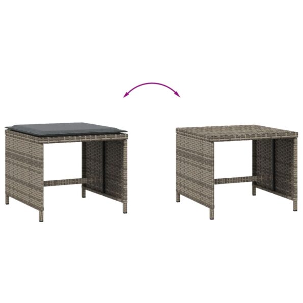 vidaXL Záhradné taburetky s vankúšmi 4 ks sivé 41x41x36 cm polyratan – Obrázok 7