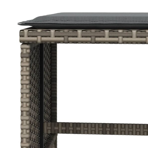 vidaXL Záhradné taburetky s vankúšmi 4 ks sivé 41x41x36 cm polyratan – Obrázok 8