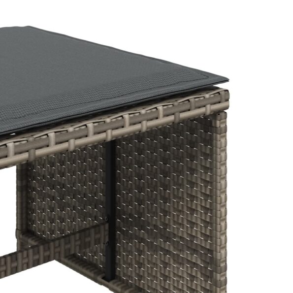 vidaXL Záhradné taburetky s vankúšmi 4 ks sivé 41x41x36 cm polyratan – Obrázok 9
