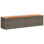 vidaXL Záhradný úložný box sivý 220x50x54 cm polyratan akáciové drevo – Obrázok 2