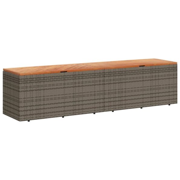 vidaXL Záhradný úložný box sivý 220x50x54 cm polyratan akáciové drevo – Obrázok 2