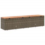vidaXL Záhradný úložný box sivý 220x50x54 cm polyratan akáciové drevo – Obrázok 6